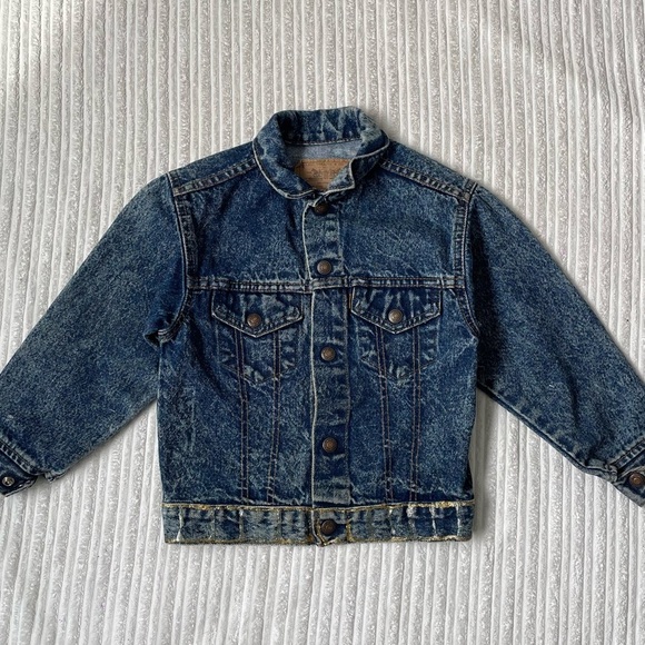 Vintage Little Levis Denim Jean Jacket Orange Tab Acid Wash Kids - Picture 2 of 9